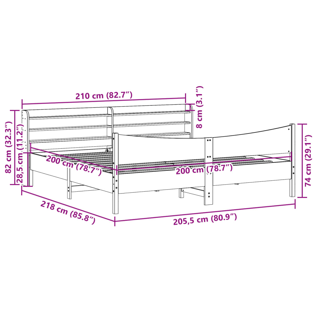Bedframe met hoofdbord massief grenenhout 200x200 cm is nu te koop bij PeponiXL, paradijselijk wonen!