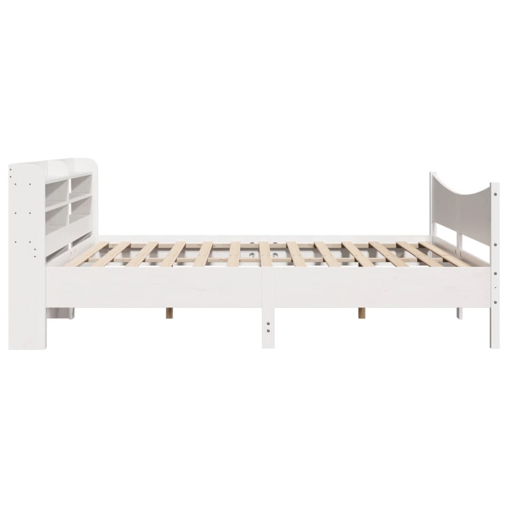 Bedframe met hoofdbord massief grenenhout wit 200x200 cm is nu te koop bij PeponiXL, paradijselijk wonen!