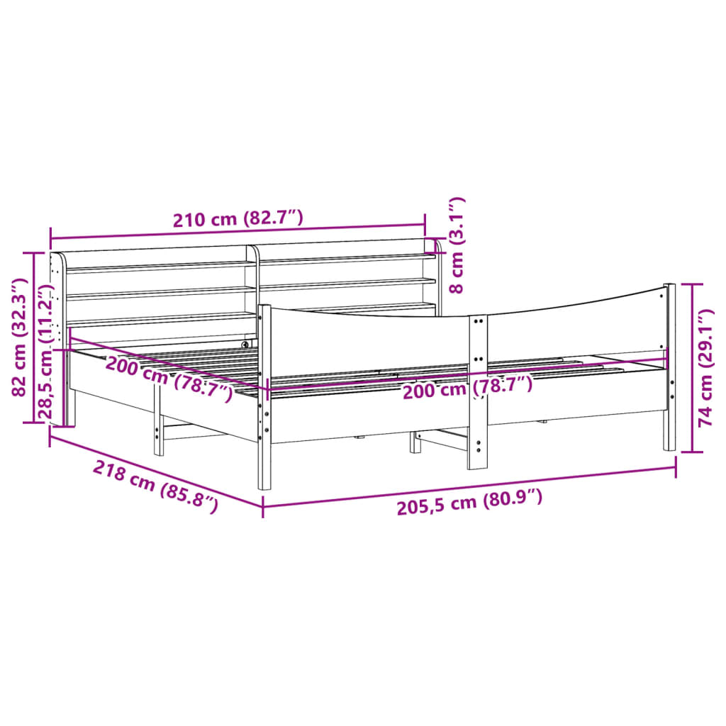 Bedframe met hoofdbord massief grenenhout wasbruin 200x200 cm is nu te koop bij PeponiXL, paradijselijk wonen!
