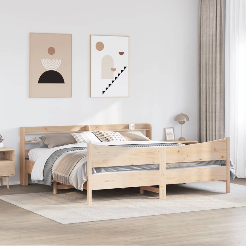 Bedframe met hoofdbord massief grenenhout 180x200 cm is nu te koop bij PeponiXL, paradijselijk wonen!