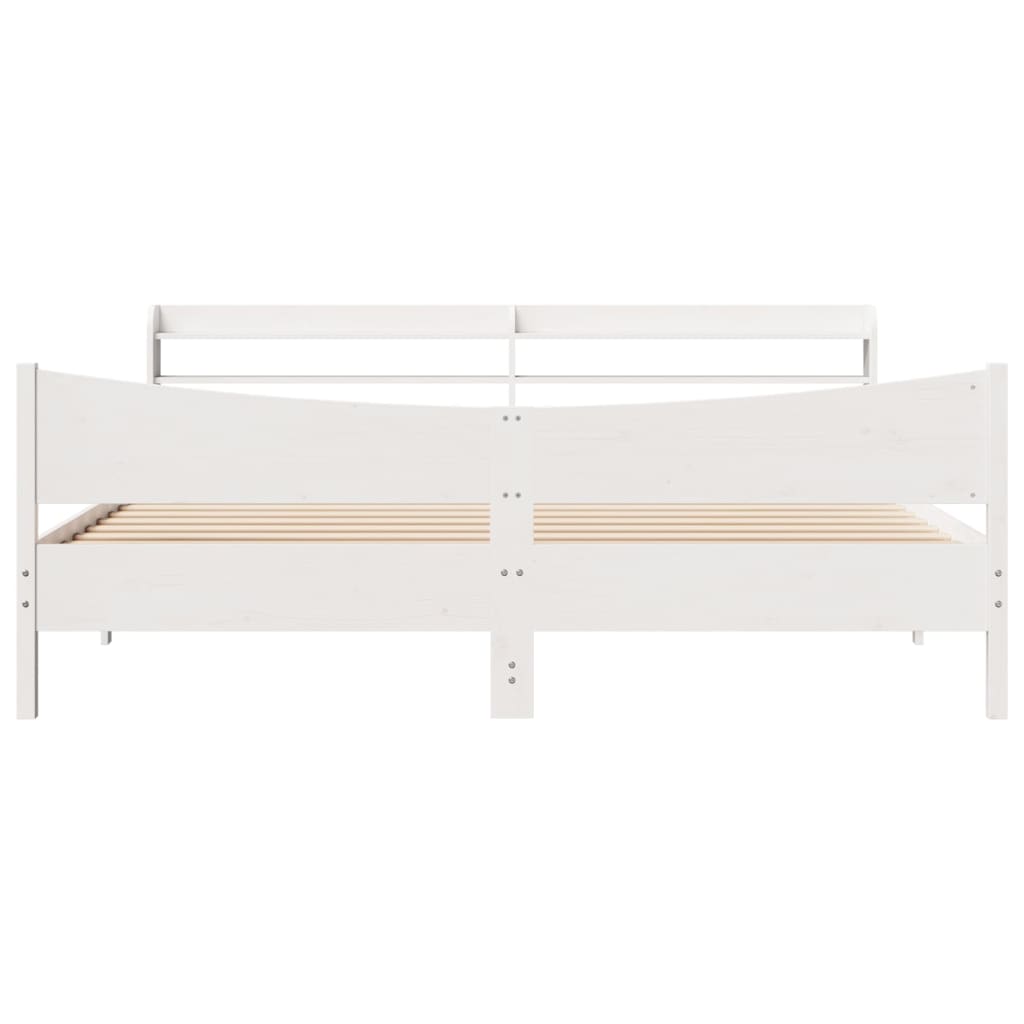 Bedframe met hoofdbord massief grenenhout wit 180x200 cm is nu te koop bij PeponiXL, paradijselijk wonen!