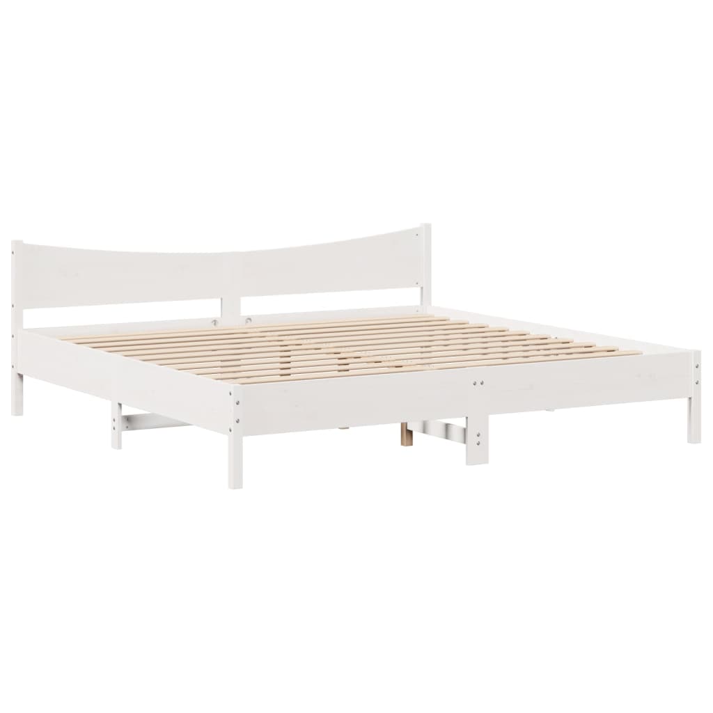 Bedframe met hoofdbord massief grenenhout wit 180x200 cm is nu te koop bij PeponiXL, paradijselijk wonen!