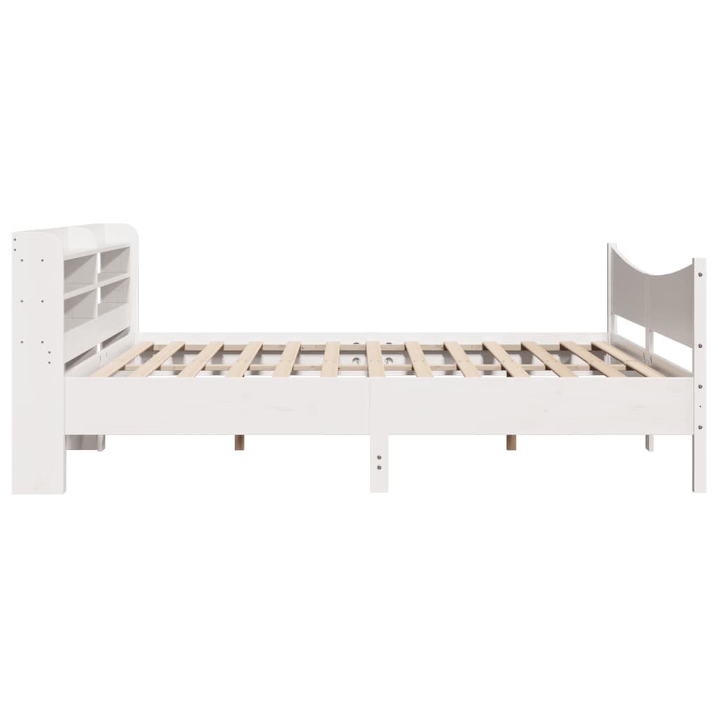Bedframe met hoofdbord massief grenenhout wit 180x200 cm is nu te koop bij PeponiXL, paradijselijk wonen!