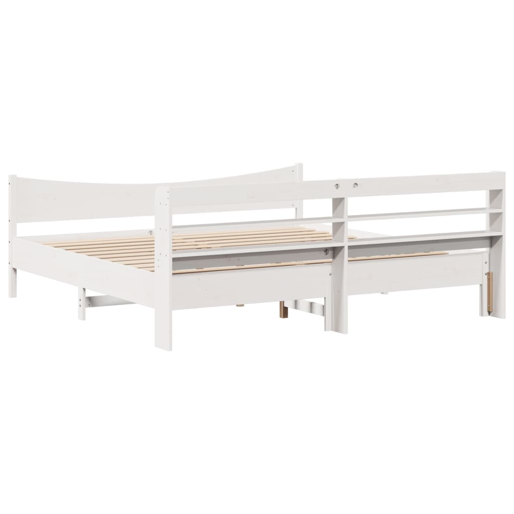 Bedframe met hoofdbord massief grenenhout wit 180x200 cm is nu te koop bij PeponiXL, paradijselijk wonen!