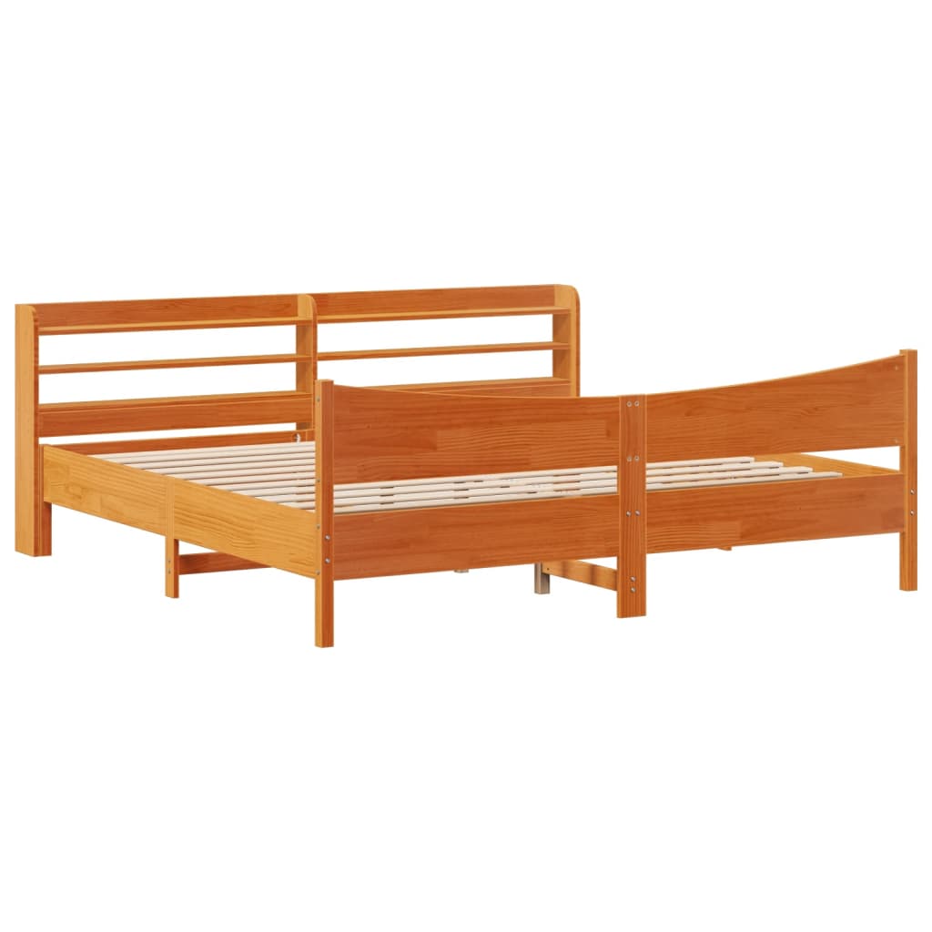 Bedframe met hoofdbord massief grenenhout wasbruin 180x200 cm is nu te koop bij PeponiXL, paradijselijk wonen!