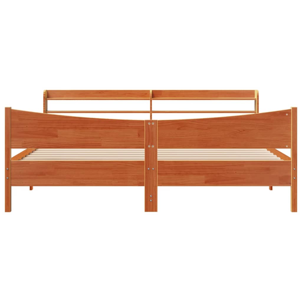 Bedframe met hoofdbord massief grenenhout wasbruin 180x200 cm is nu te koop bij PeponiXL, paradijselijk wonen!