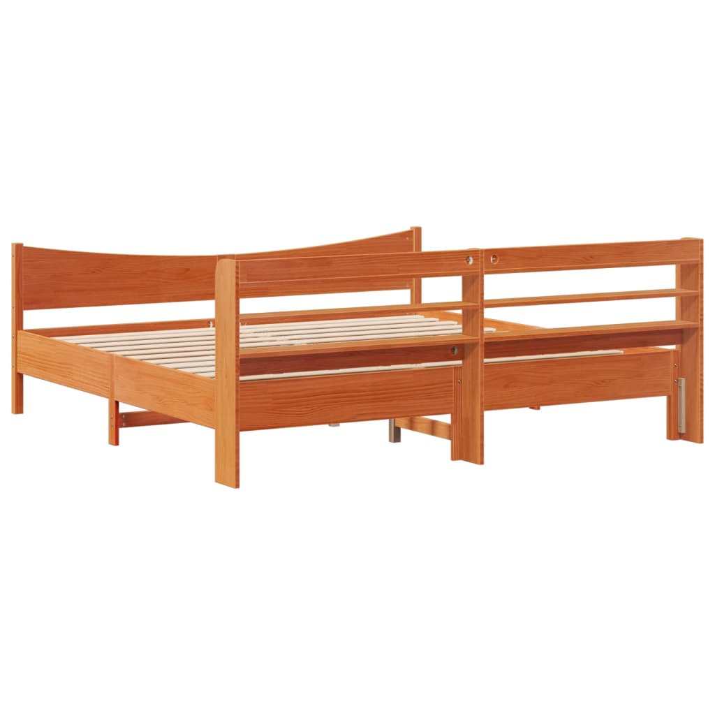 Bedframe met hoofdbord massief grenenhout wasbruin 180x200 cm is nu te koop bij PeponiXL, paradijselijk wonen!