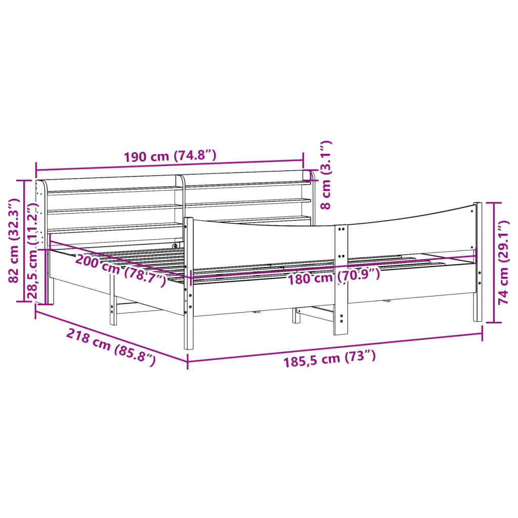 Bedframe met hoofdbord massief grenenhout wasbruin 180x200 cm is nu te koop bij PeponiXL, paradijselijk wonen!