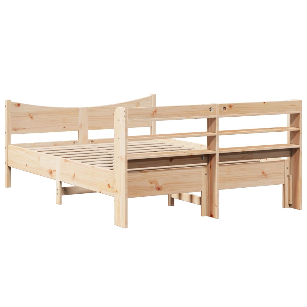 Bedframe met hoofdbord massief grenenhout 160x200 cm is nu te koop bij PeponiXL, paradijselijk wonen!