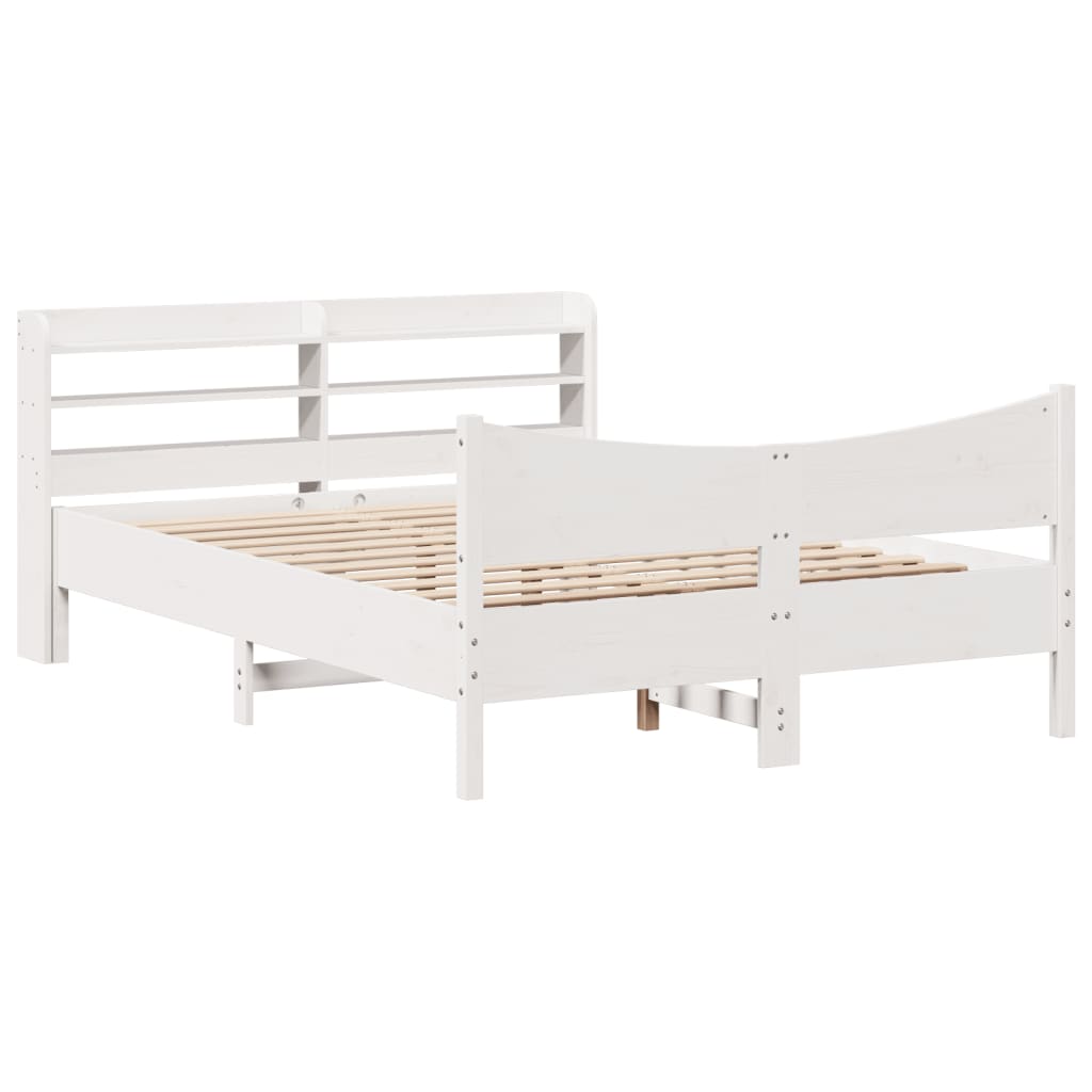 Bedframe met hoofdbord massief grenenhout wit 160x200 cm is nu te koop bij PeponiXL, paradijselijk wonen!