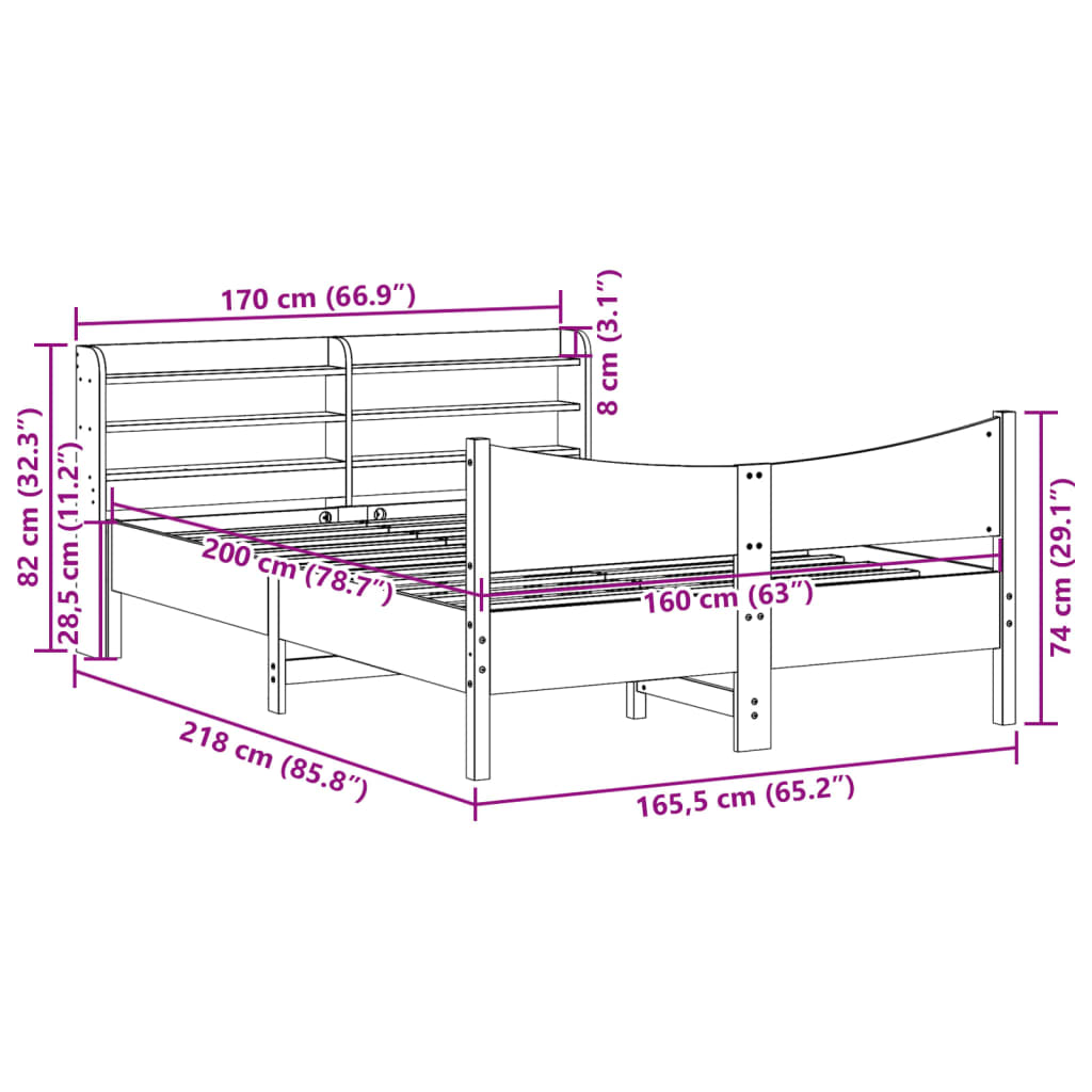 Bedframe met hoofdbord massief grenenhout wit 160x200 cm is nu te koop bij PeponiXL, paradijselijk wonen!