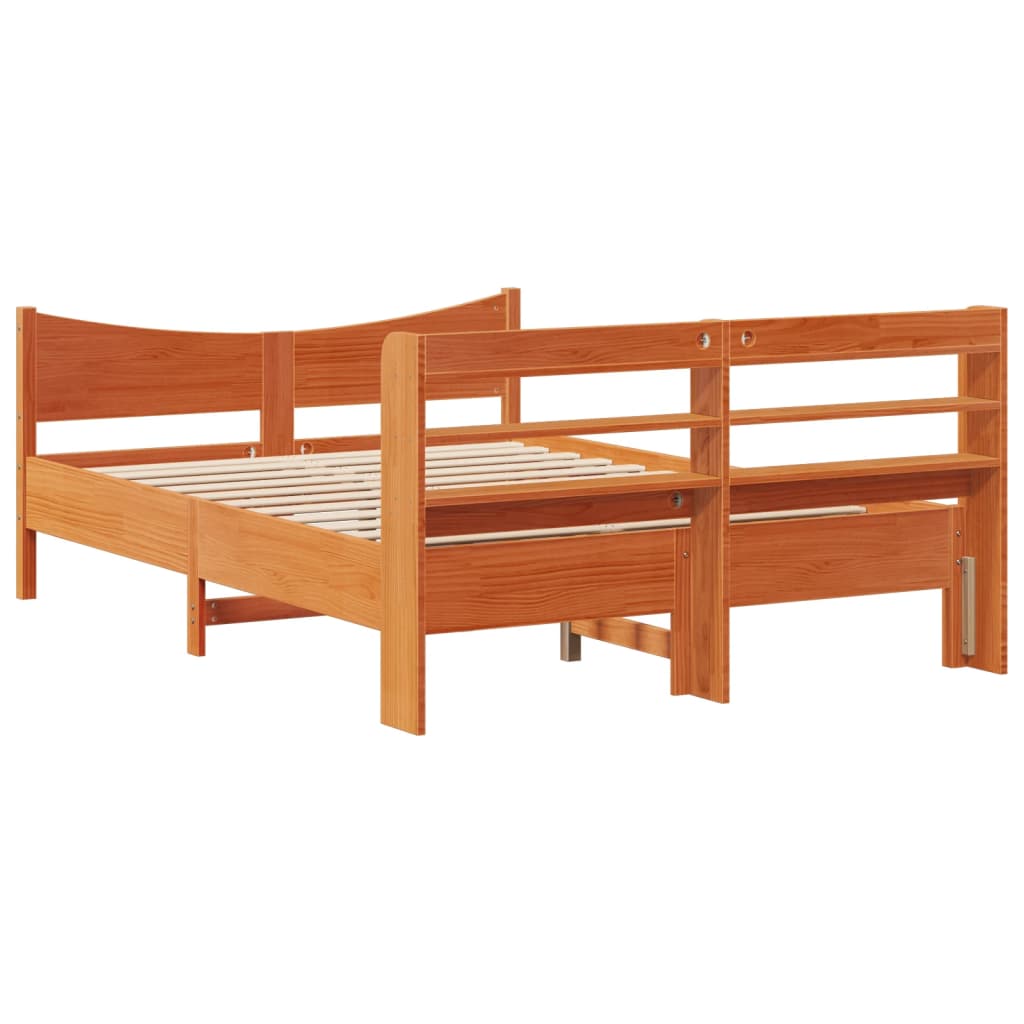 Bedframe met hoofdbord massief grenenhout wasbruin 160x200 cm is nu te koop bij PeponiXL, paradijselijk wonen!
