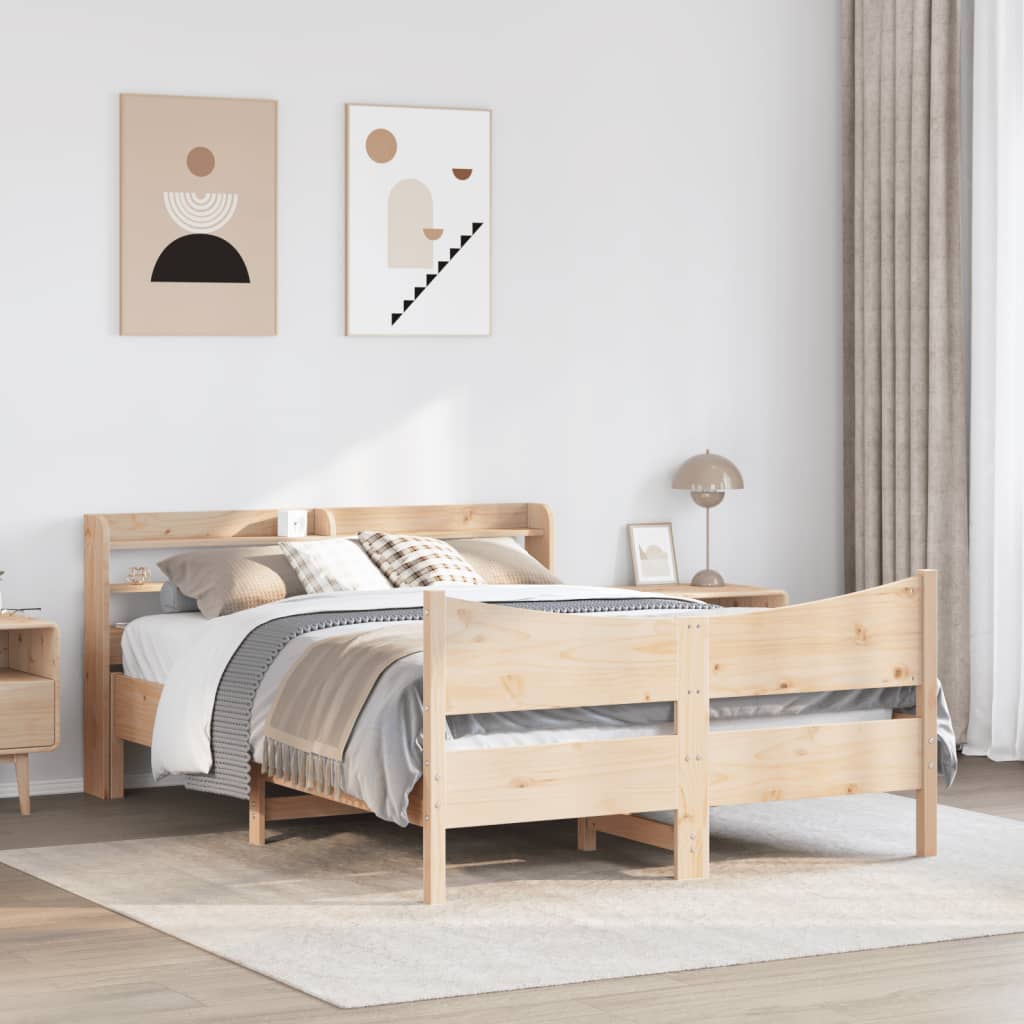 Bedframe met hoofdbord massief grenenhout 150x200 cm is nu te koop bij PeponiXL, paradijselijk wonen!