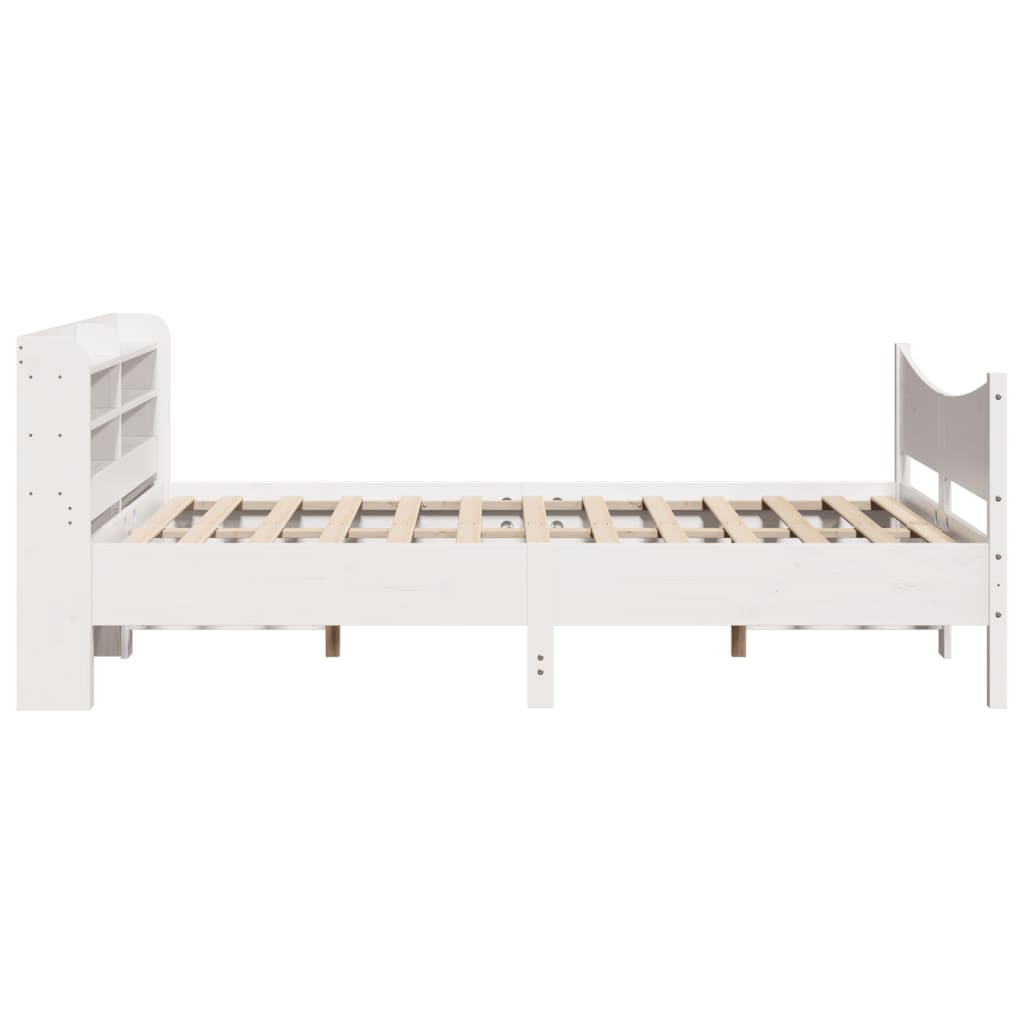 Bedframe met hoofdbord massief grenenhout wit 150x200 cm is nu te koop bij PeponiXL, paradijselijk wonen!