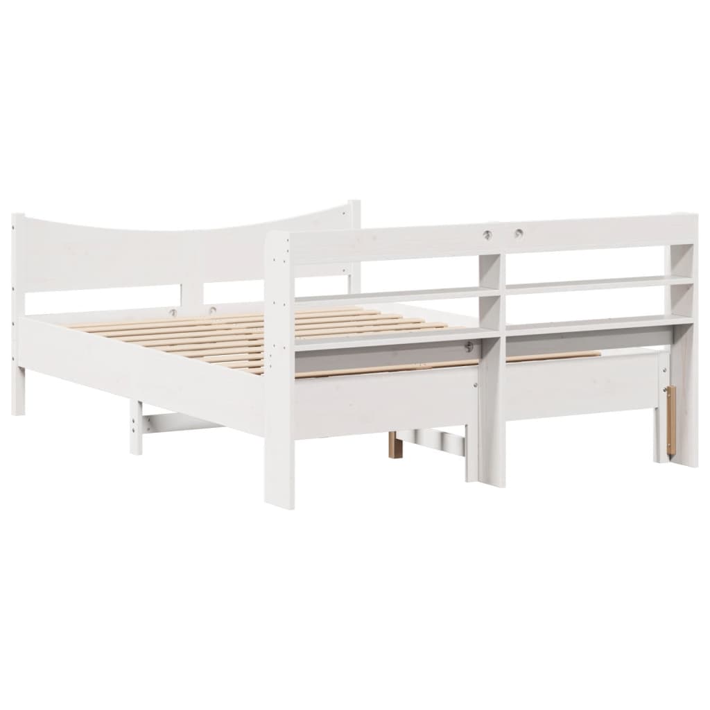 Bedframe met hoofdbord massief grenenhout wit 150x200 cm is nu te koop bij PeponiXL, paradijselijk wonen!