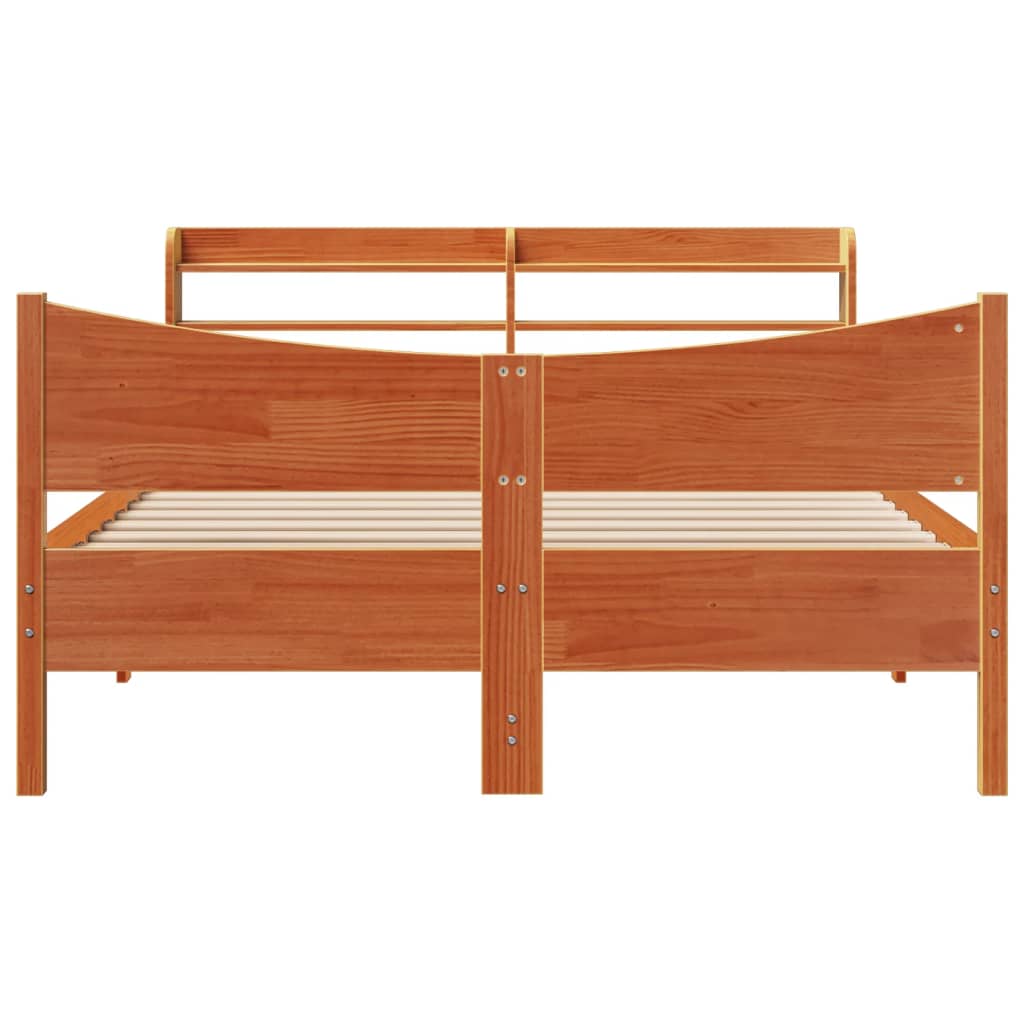 Bedframe met hoofdbord massief grenenhout wasbruin 150x200 cm is nu te koop bij PeponiXL, paradijselijk wonen!