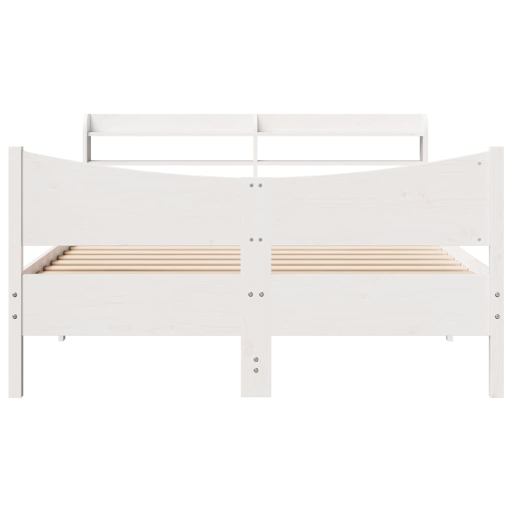 Bedframe met hoofdbord massief grenenhout wit 140x200 cm is nu te koop bij PeponiXL, paradijselijk wonen!