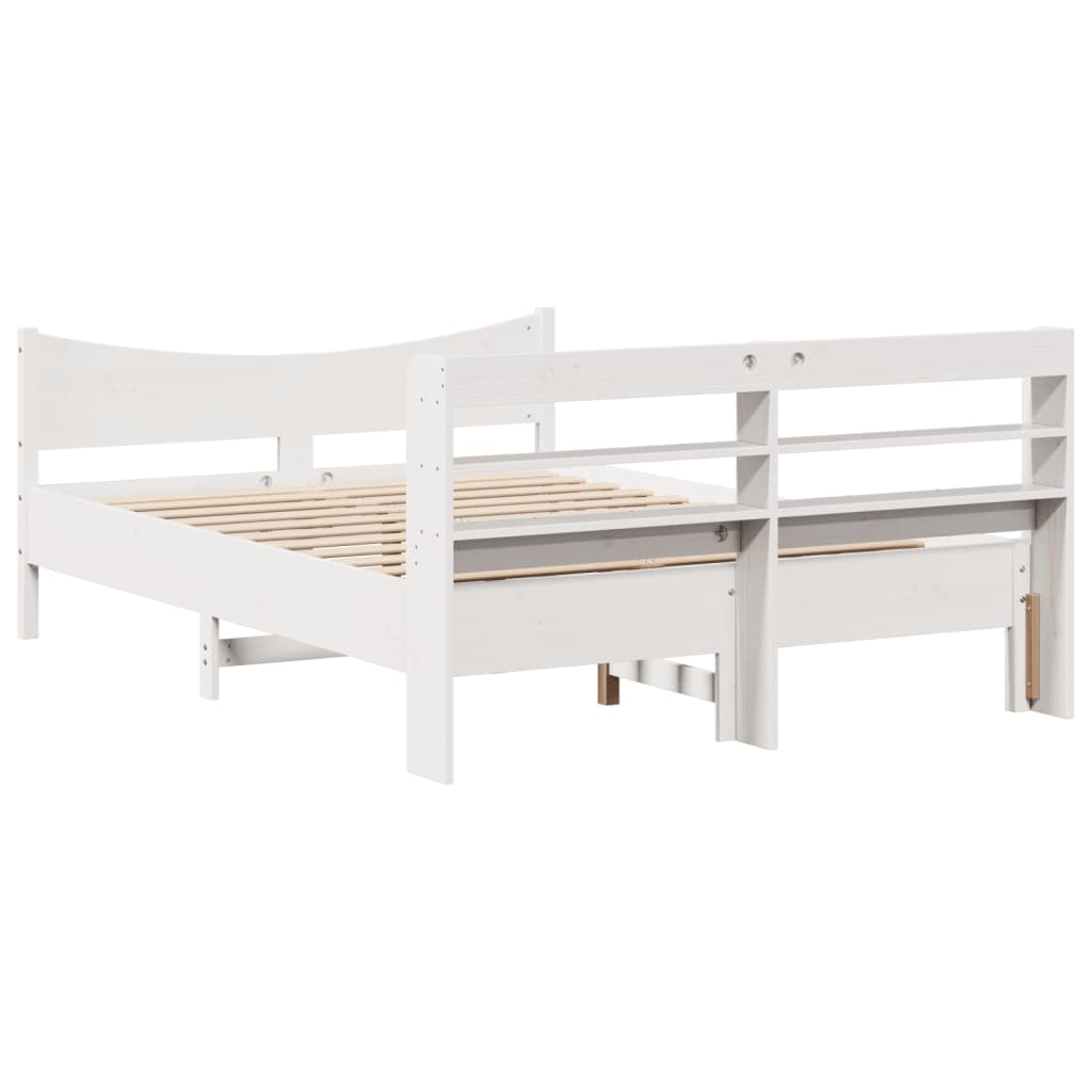 Bedframe met hoofdbord massief grenenhout wit 140x200 cm is nu te koop bij PeponiXL, paradijselijk wonen!