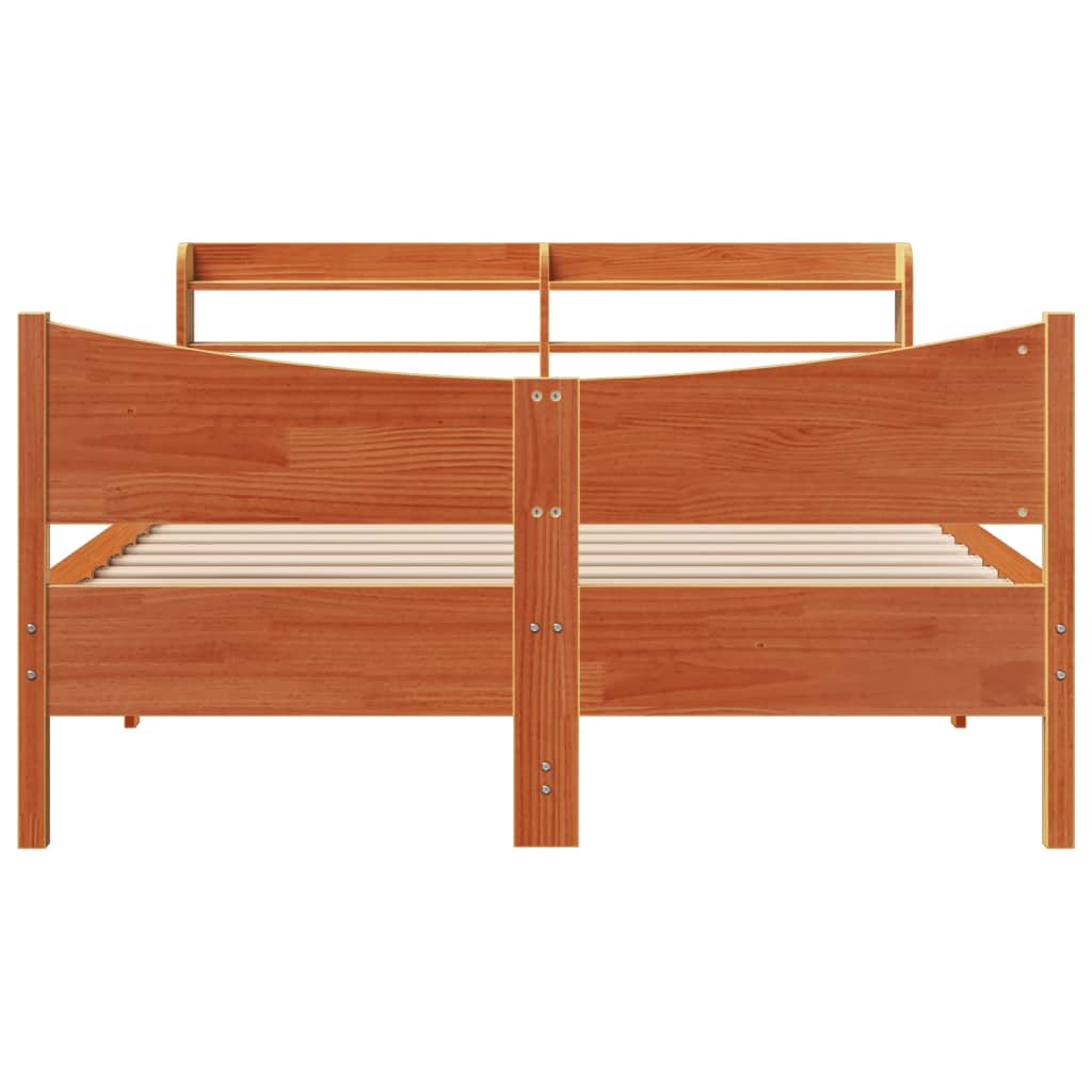 Bedframe met hoofdbord grenenhout wasbruin 140x200 cm is nu te koop bij PeponiXL, paradijselijk wonen!