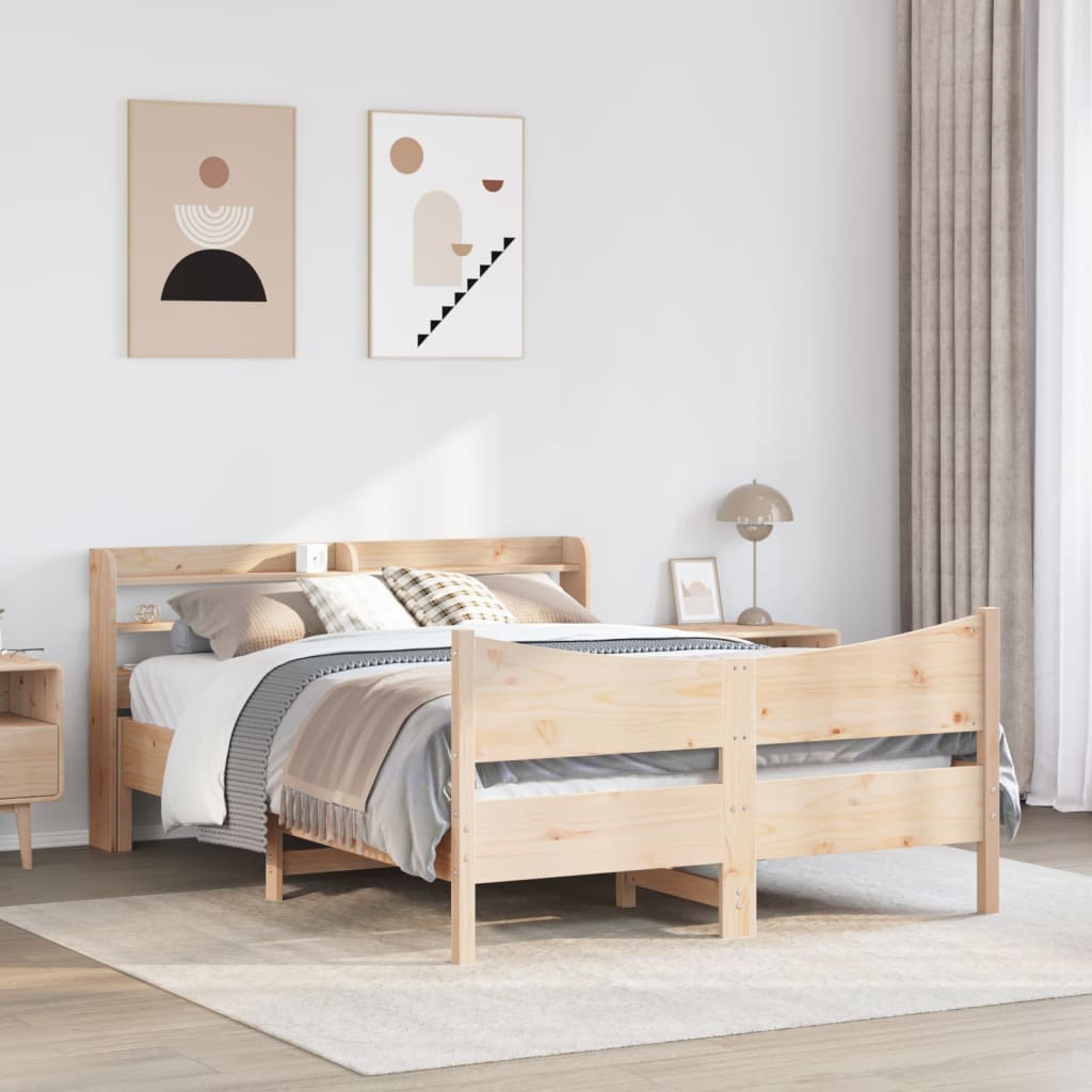 Bedframe met hoofdbord massief grenenhout 120x200 cm is nu te koop bij PeponiXL, paradijselijk wonen!
