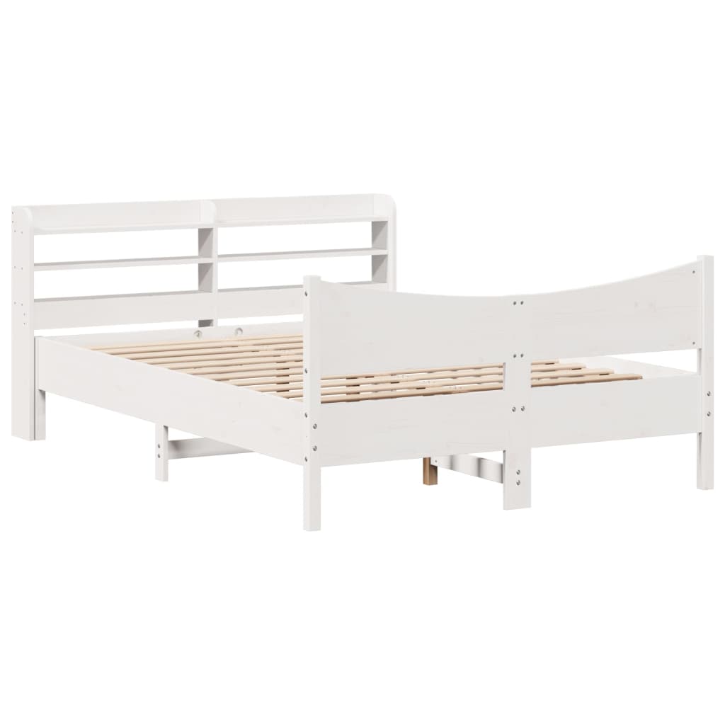 Bedframe met hoofdbord massief grenenhout wit 120x200 cm is nu te koop bij PeponiXL, paradijselijk wonen!