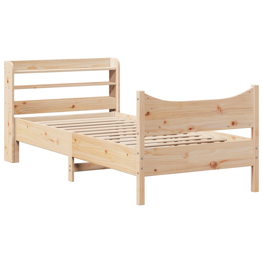 Bedframe met hoofdbord massief grenenhout 90x200 cm is nu te koop bij PeponiXL, paradijselijk wonen!