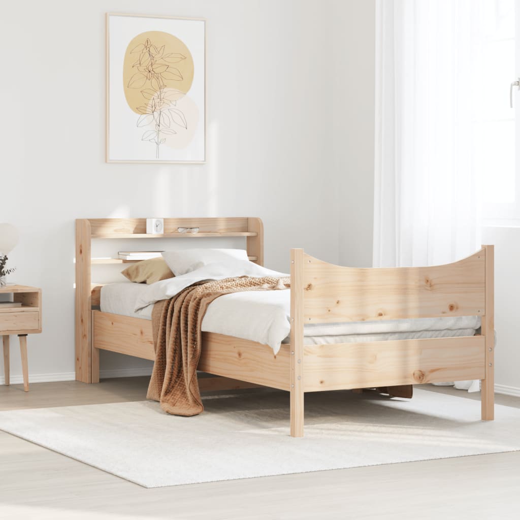 Bedframe met hoofdbord massief grenenhout 90x200 cm is nu te koop bij PeponiXL, paradijselijk wonen!