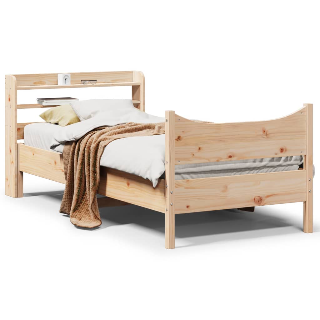 Bedframe met hoofdbord massief grenenhout 90x200 cm is nu te koop bij PeponiXL, paradijselijk wonen!