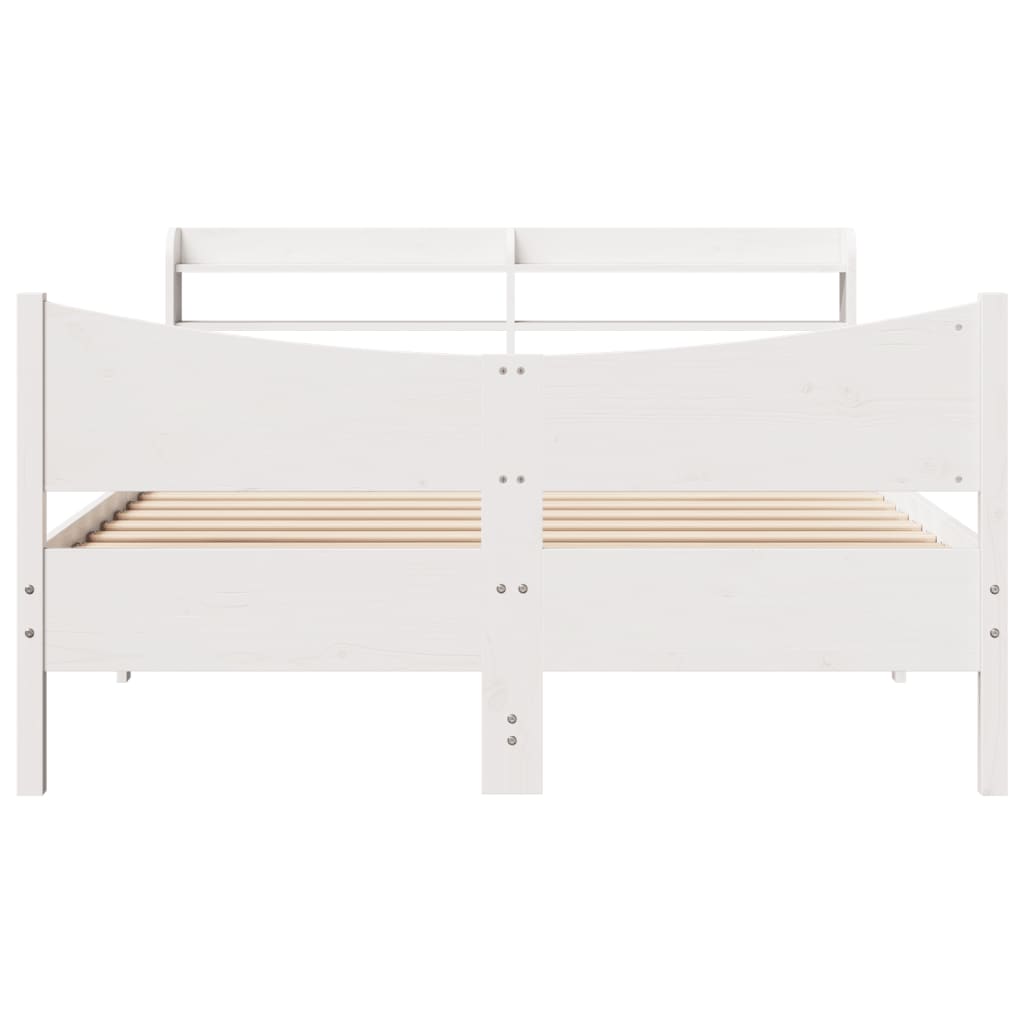 Bedframe met hoofdbord massief grenenhout wit 140x190 cm is nu te koop bij PeponiXL, paradijselijk wonen!
