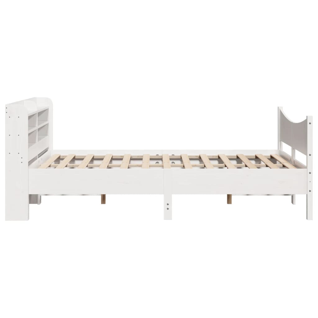 Bedframe met hoofdbord massief grenenhout wit 140x190 cm is nu te koop bij PeponiXL, paradijselijk wonen!