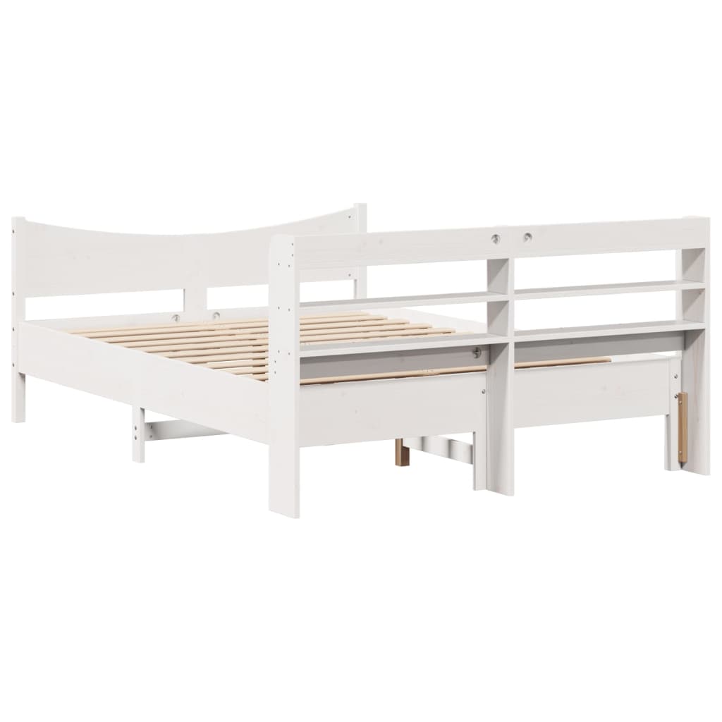 Bedframe met hoofdbord massief grenenhout wit 140x190 cm is nu te koop bij PeponiXL, paradijselijk wonen!
