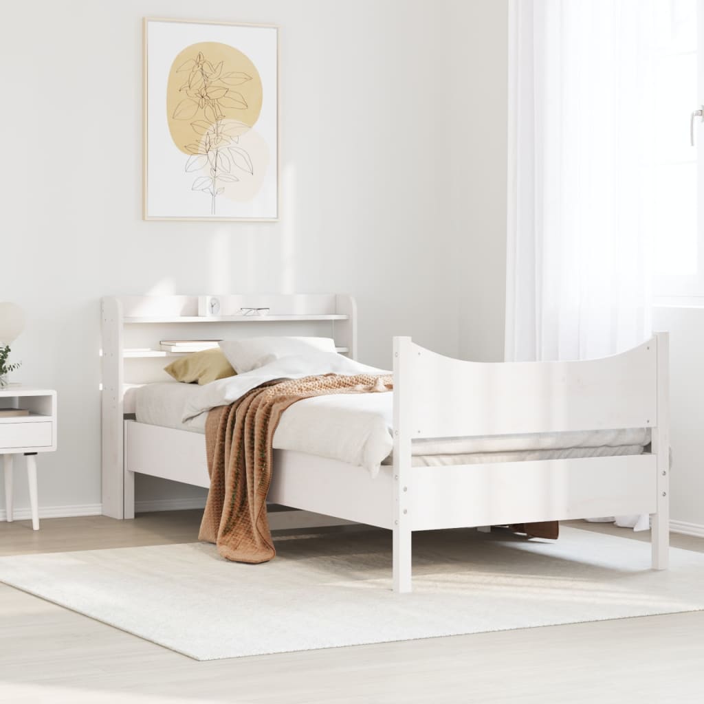 Bedframe met hoofdbord massief grenenhout wit 75x190 cm is nu te koop bij PeponiXL, paradijselijk wonen!