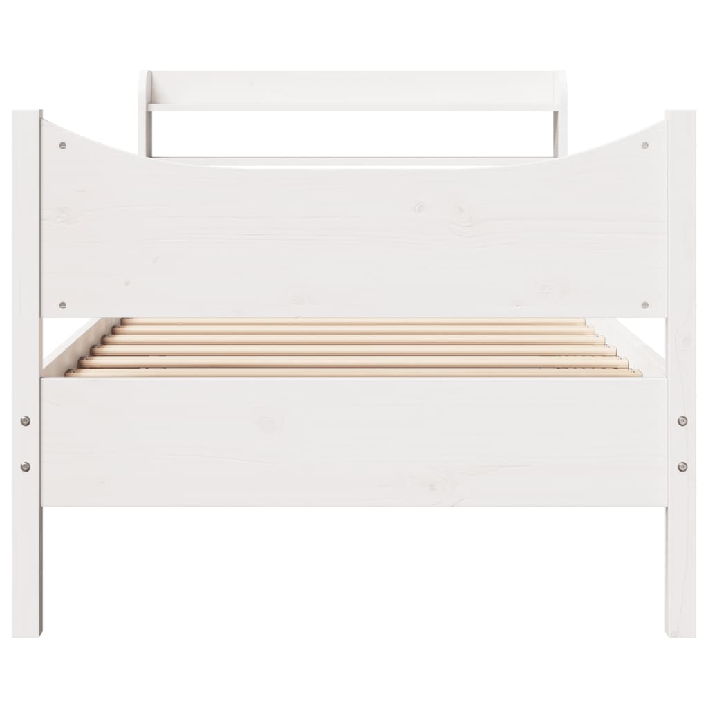 Bedframe met hoofdbord massief grenenhout wit 75x190 cm is nu te koop bij PeponiXL, paradijselijk wonen!