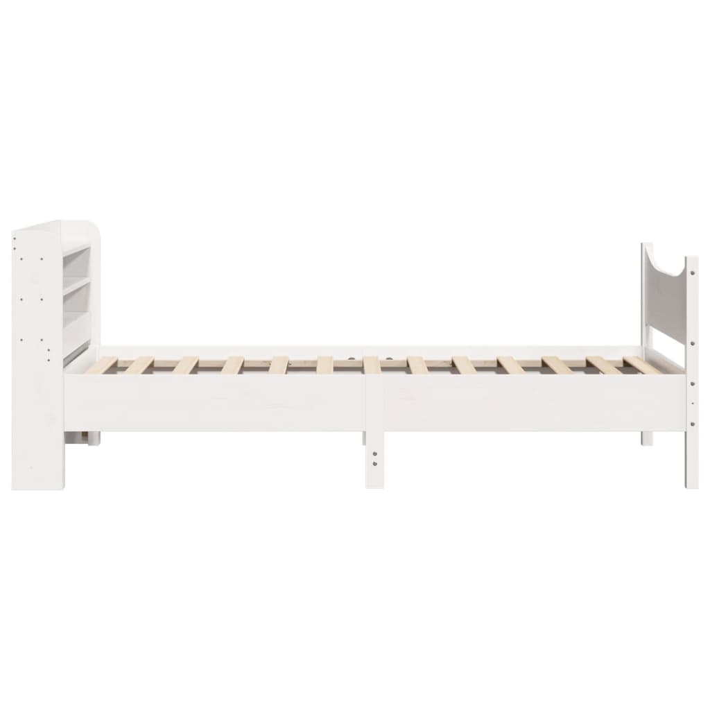 Bedframe met hoofdbord massief grenenhout wit 75x190 cm is nu te koop bij PeponiXL, paradijselijk wonen!