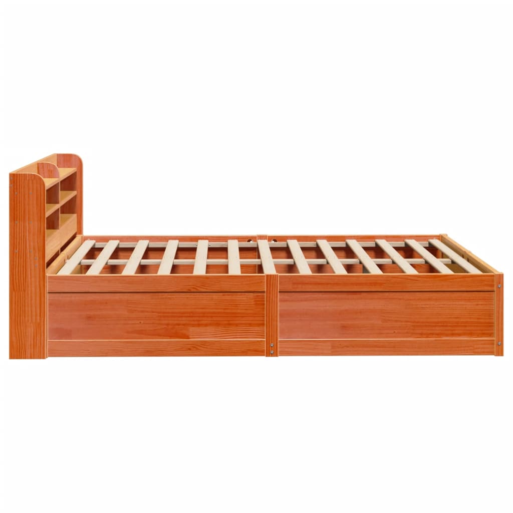 Bedframe met hoofdbord massief grenenhout wasbruin 160x200 cm is nu te koop bij PeponiXL, paradijselijk wonen!