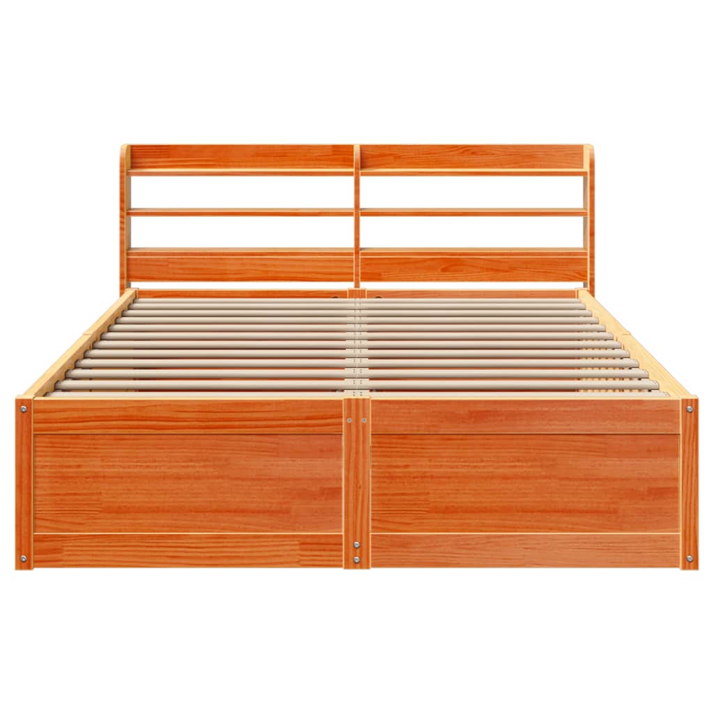 Bedframe met hoofdbord grenenhout wasbruin 140x200 cm is nu te koop bij PeponiXL, paradijselijk wonen!