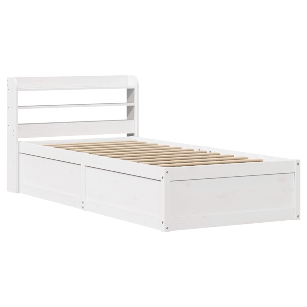 Bedframe met hoofdbord massief grenenhout wit 90x200 cm is nu te koop bij PeponiXL, paradijselijk wonen!