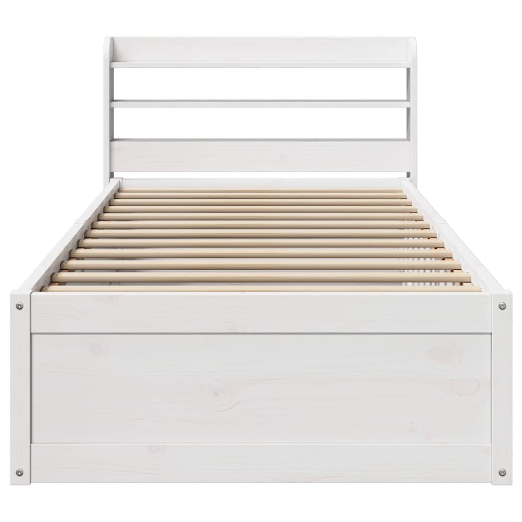 Bedframe met hoofdbord massief grenenhout wit 90x200 cm is nu te koop bij PeponiXL, paradijselijk wonen!