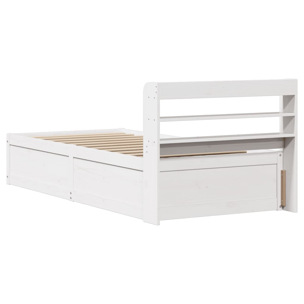 Bedframe met hoofdbord massief grenenhout wit 90x200 cm is nu te koop bij PeponiXL, paradijselijk wonen!