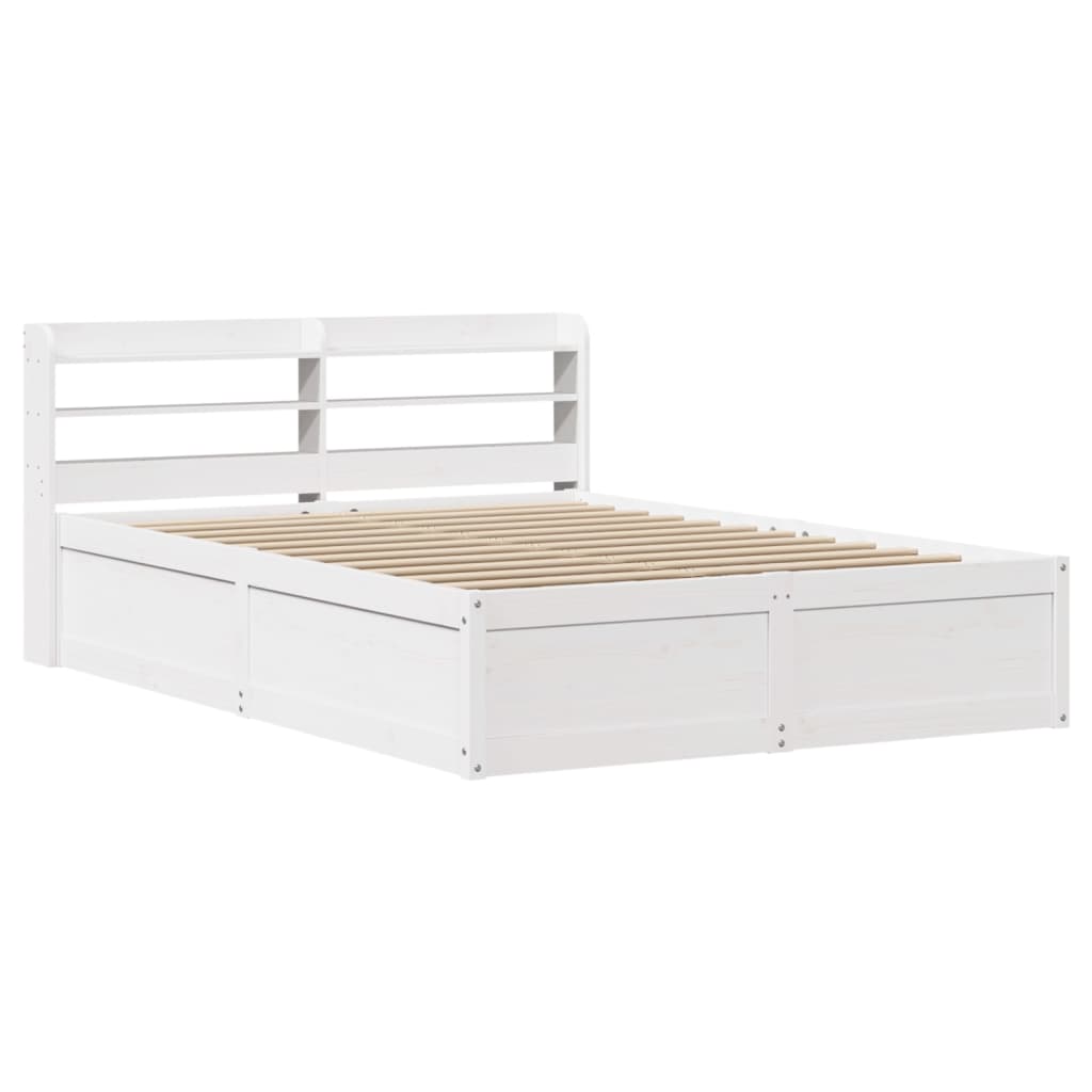 Bedframe met hoofdbord massief grenenhout wit 140x190 cm is nu te koop bij PeponiXL, paradijselijk wonen!