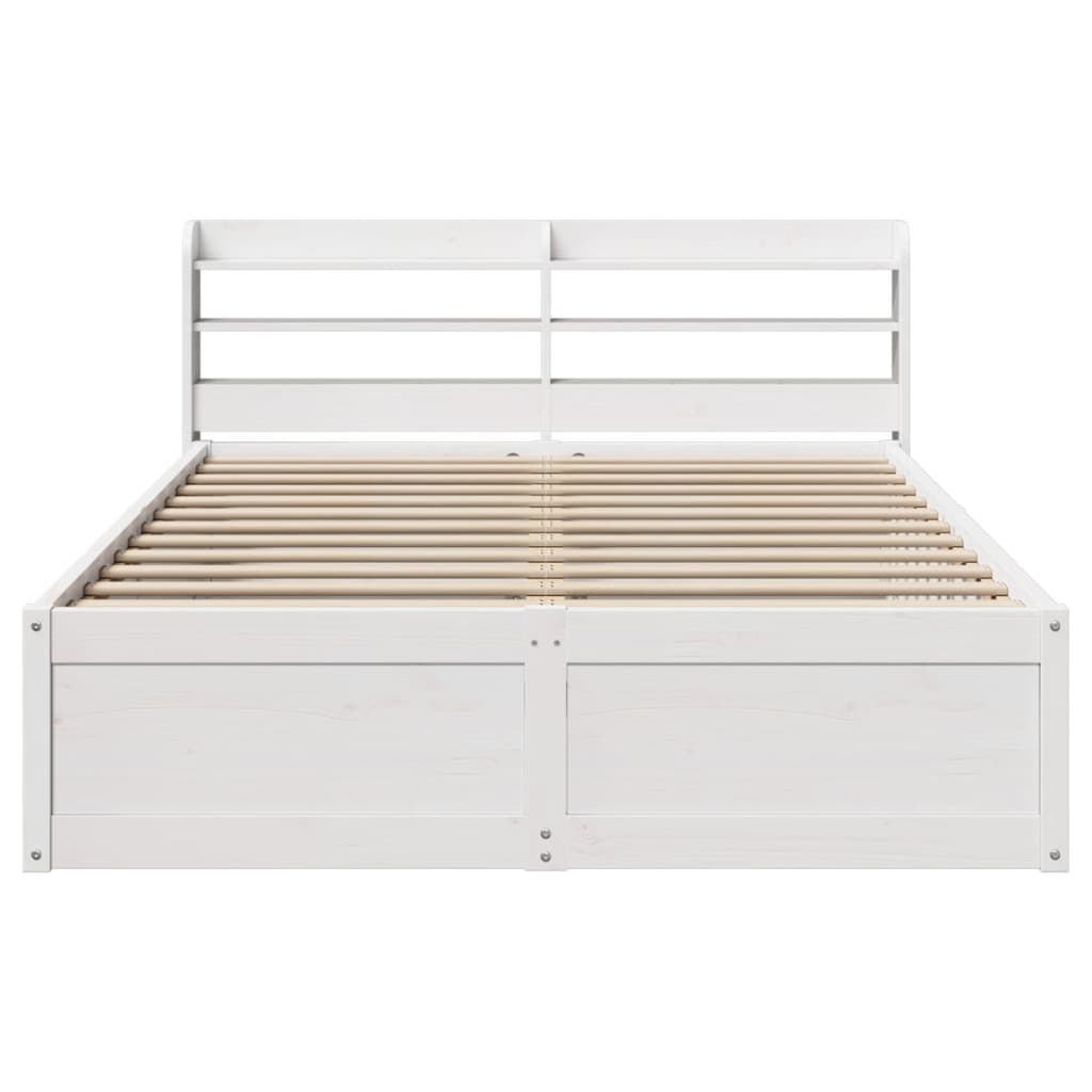Bedframe met hoofdbord massief grenenhout wit 140x190 cm is nu te koop bij PeponiXL, paradijselijk wonen!