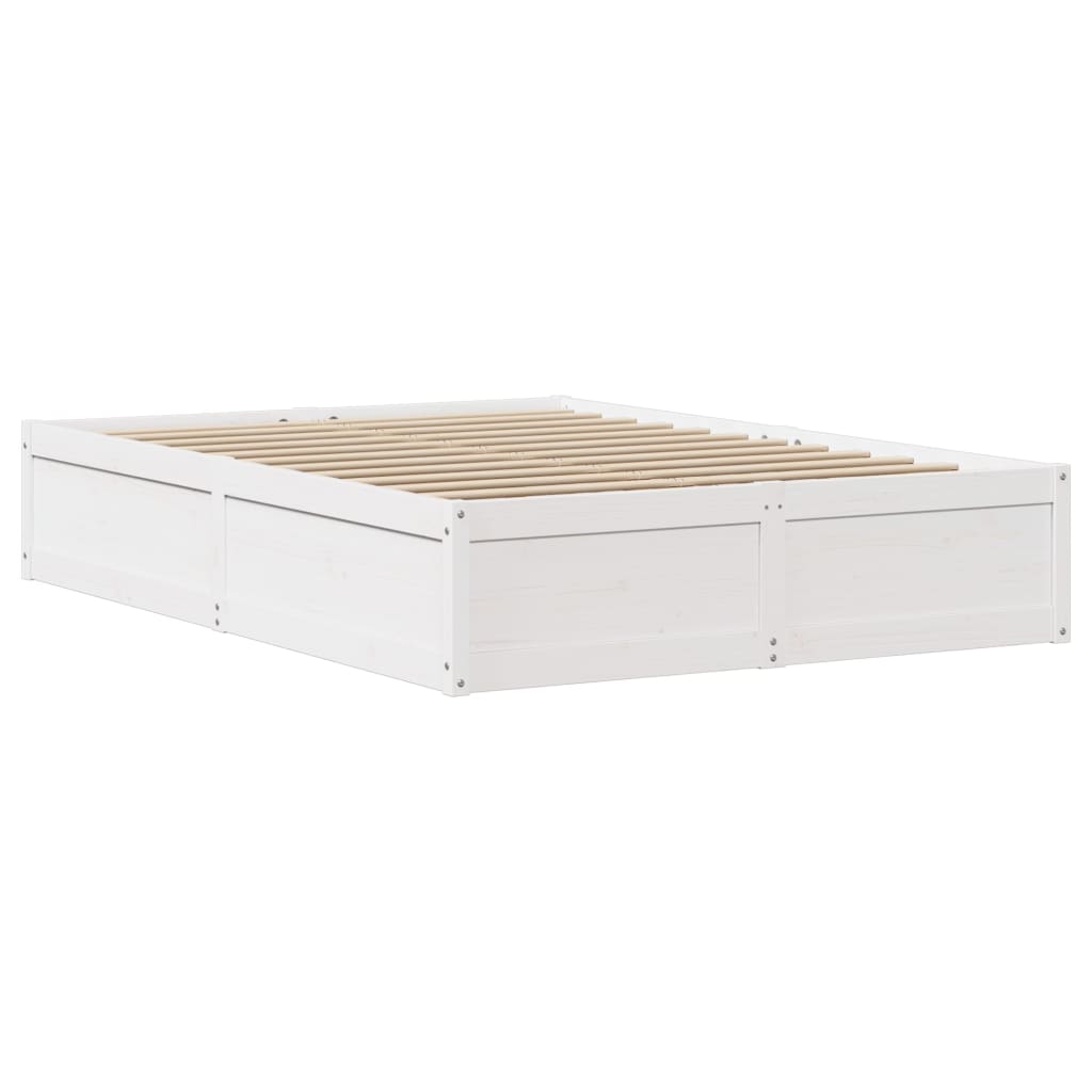 Bedframe met hoofdbord massief grenenhout wit 140x190 cm is nu te koop bij PeponiXL, paradijselijk wonen!