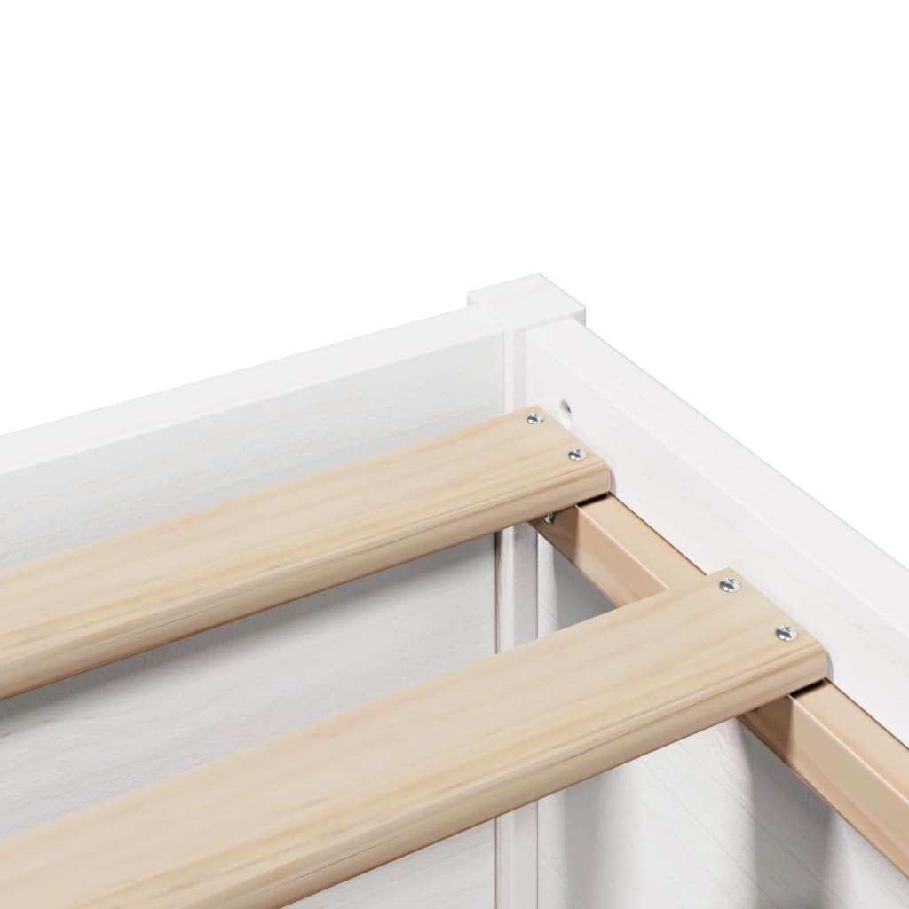 Bedframe met hoofdbord massief grenenhout wit 140x190 cm is nu te koop bij PeponiXL, paradijselijk wonen!