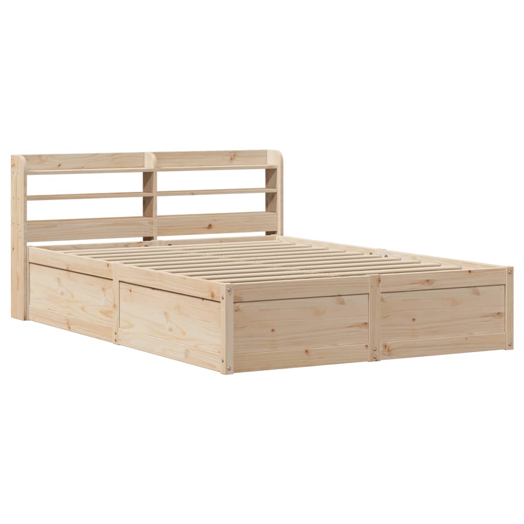 Bedframe met hoofdbord massief grenenhout 135x190 cm is nu te koop bij PeponiXL, paradijselijk wonen!