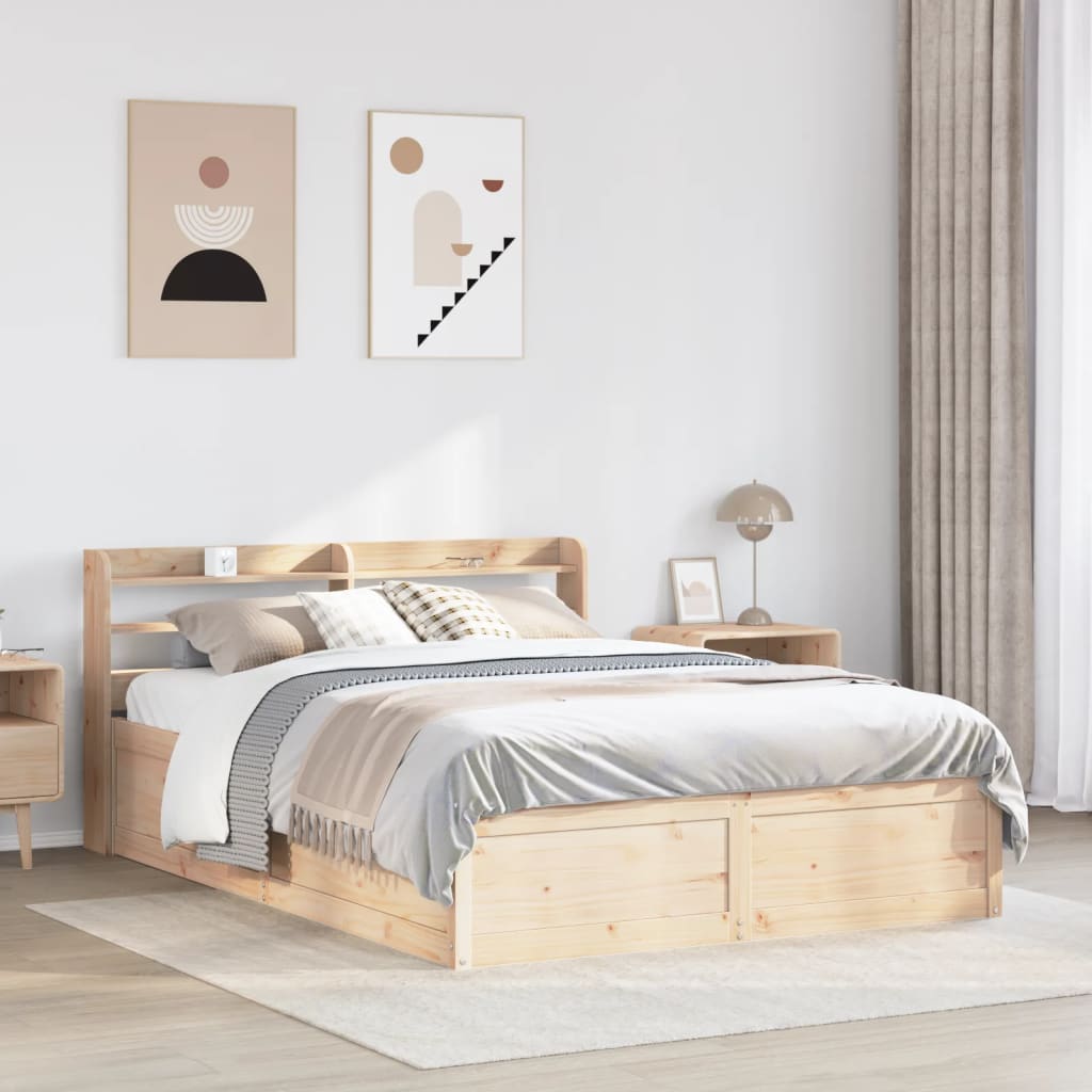 Bedframe met hoofdbord massief grenenhout 135x190 cm is nu te koop bij PeponiXL, paradijselijk wonen!