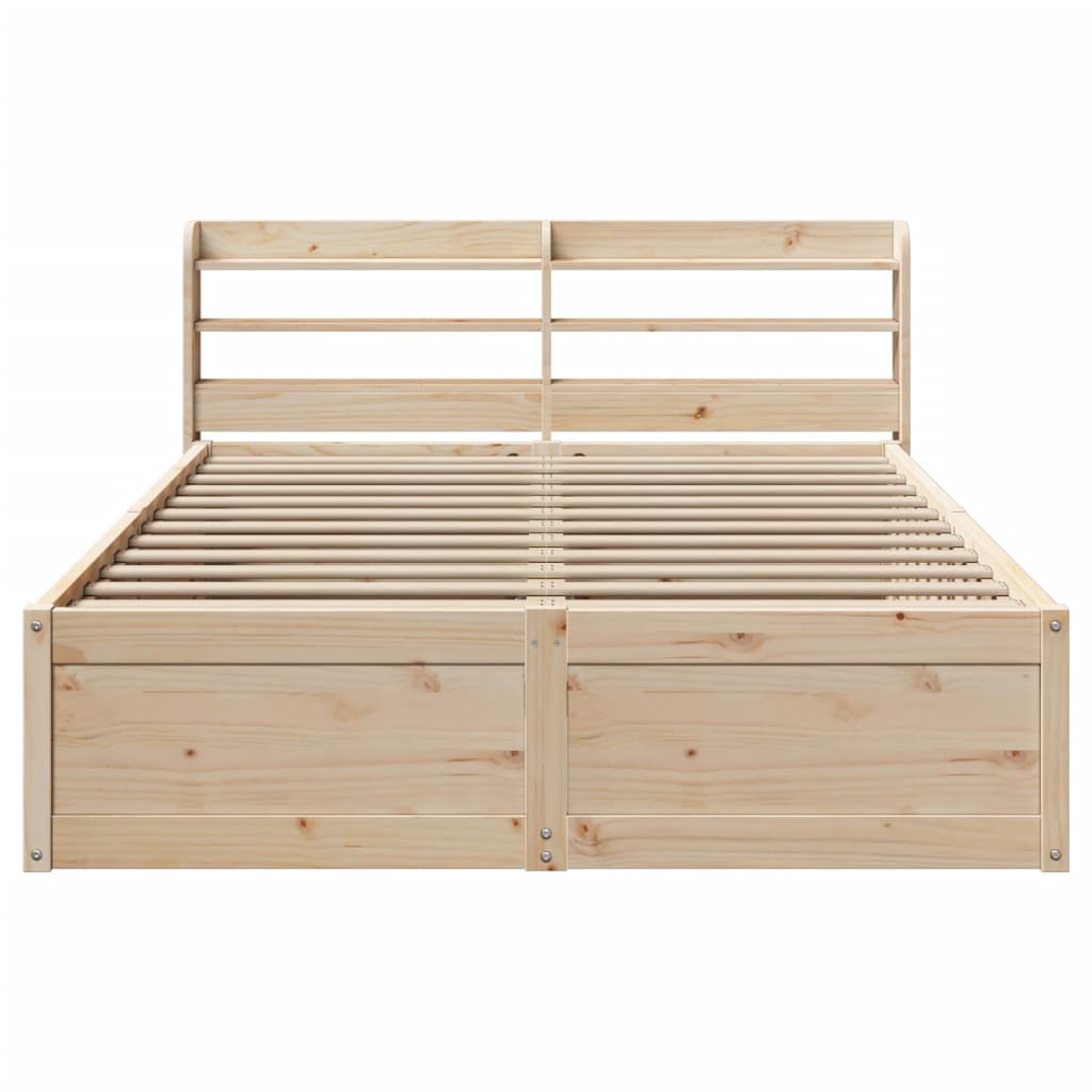 Bedframe met hoofdbord massief grenenhout 135x190 cm is nu te koop bij PeponiXL, paradijselijk wonen!