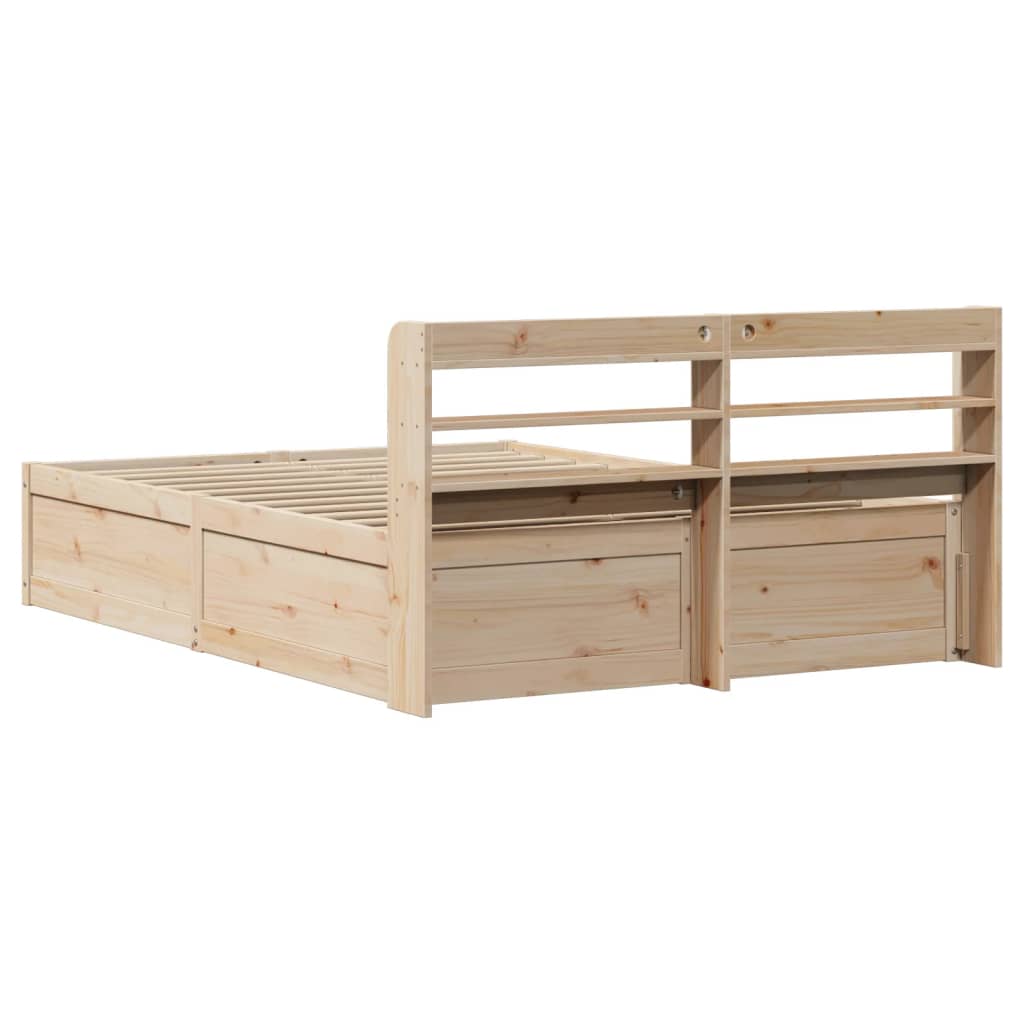 Bedframe met hoofdbord massief grenenhout 135x190 cm is nu te koop bij PeponiXL, paradijselijk wonen!