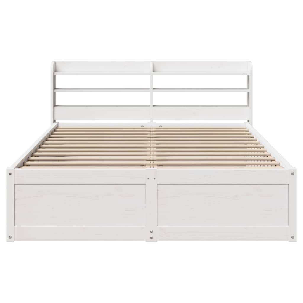Bedframe met hoofdbord massief grenenhout wit 135x190 cm is nu te koop bij PeponiXL, paradijselijk wonen!