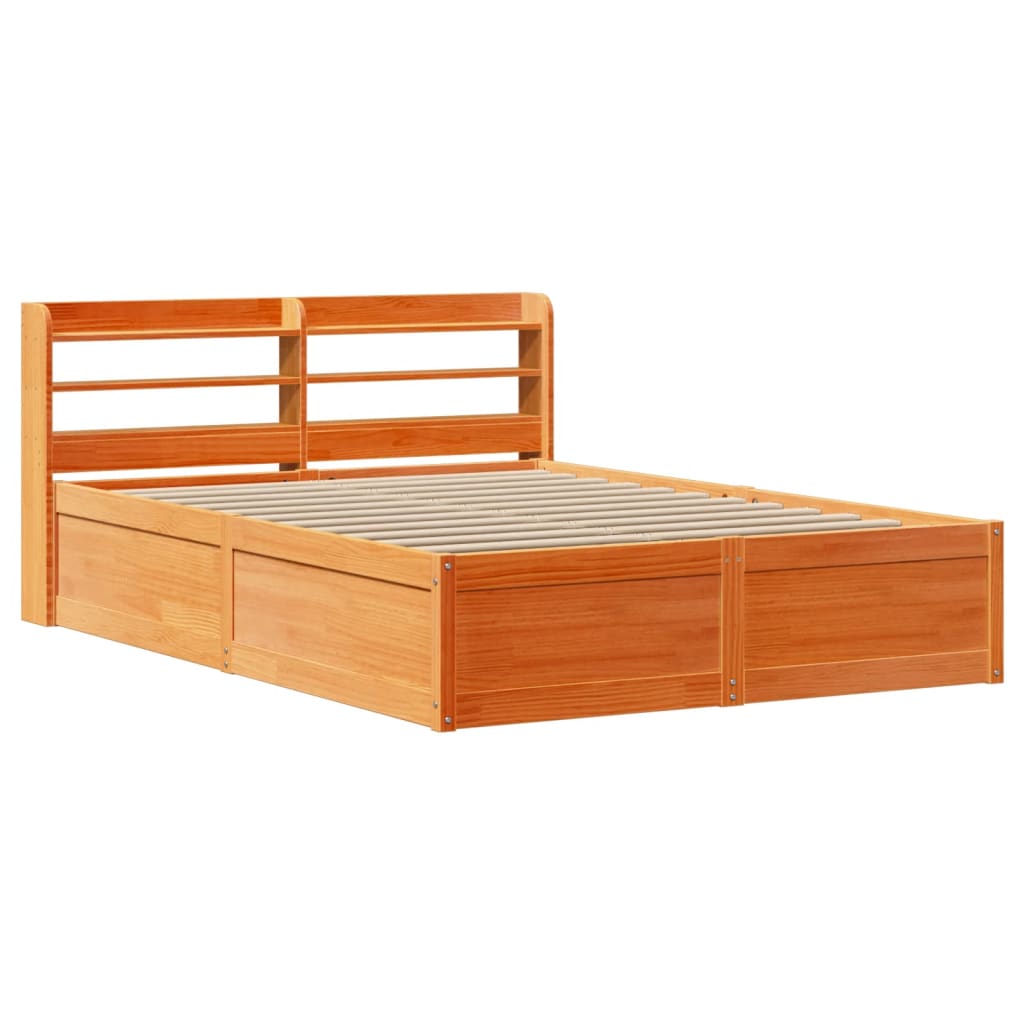 Bedframe met hoofdbord massief grenenhout wasbruin 120x190 cm is nu te koop bij PeponiXL, paradijselijk wonen!