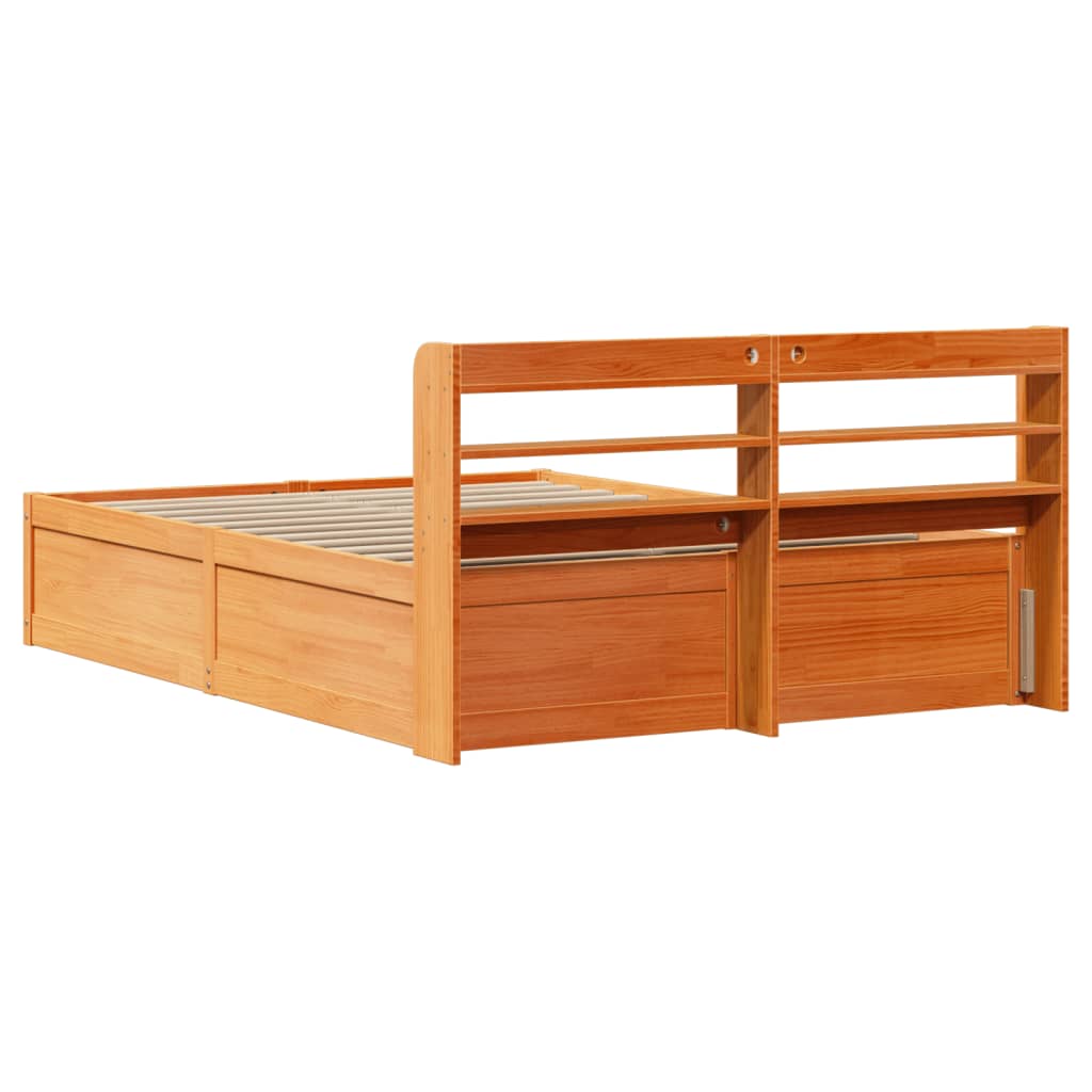 Bedframe met hoofdbord massief grenenhout wasbruin 120x190 cm is nu te koop bij PeponiXL, paradijselijk wonen!